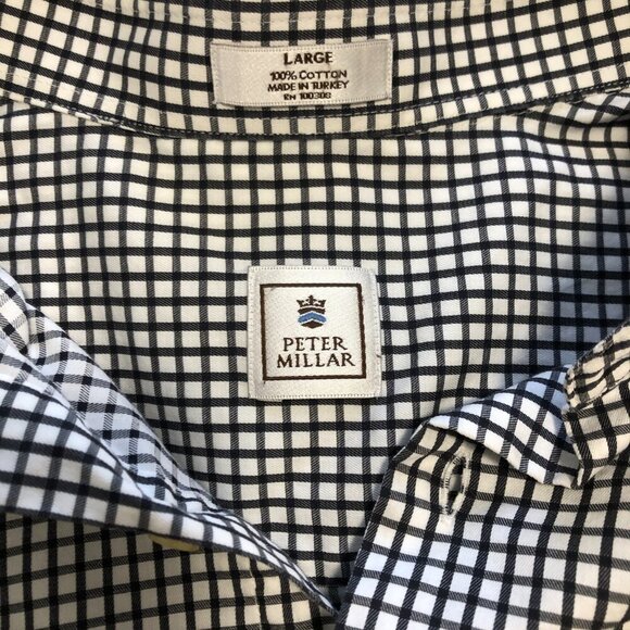 Peter Millar Golf 100% Cotton Checkered Long Sleeve Button-Down Shirt Large - Picture 8 of 12